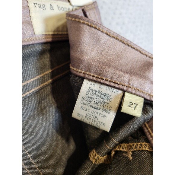 Rag & Bone Rose Metallic Coated Stretch Legging Skinny Jeans Tag 27 Fits 28x27 - Picture 14 of 16